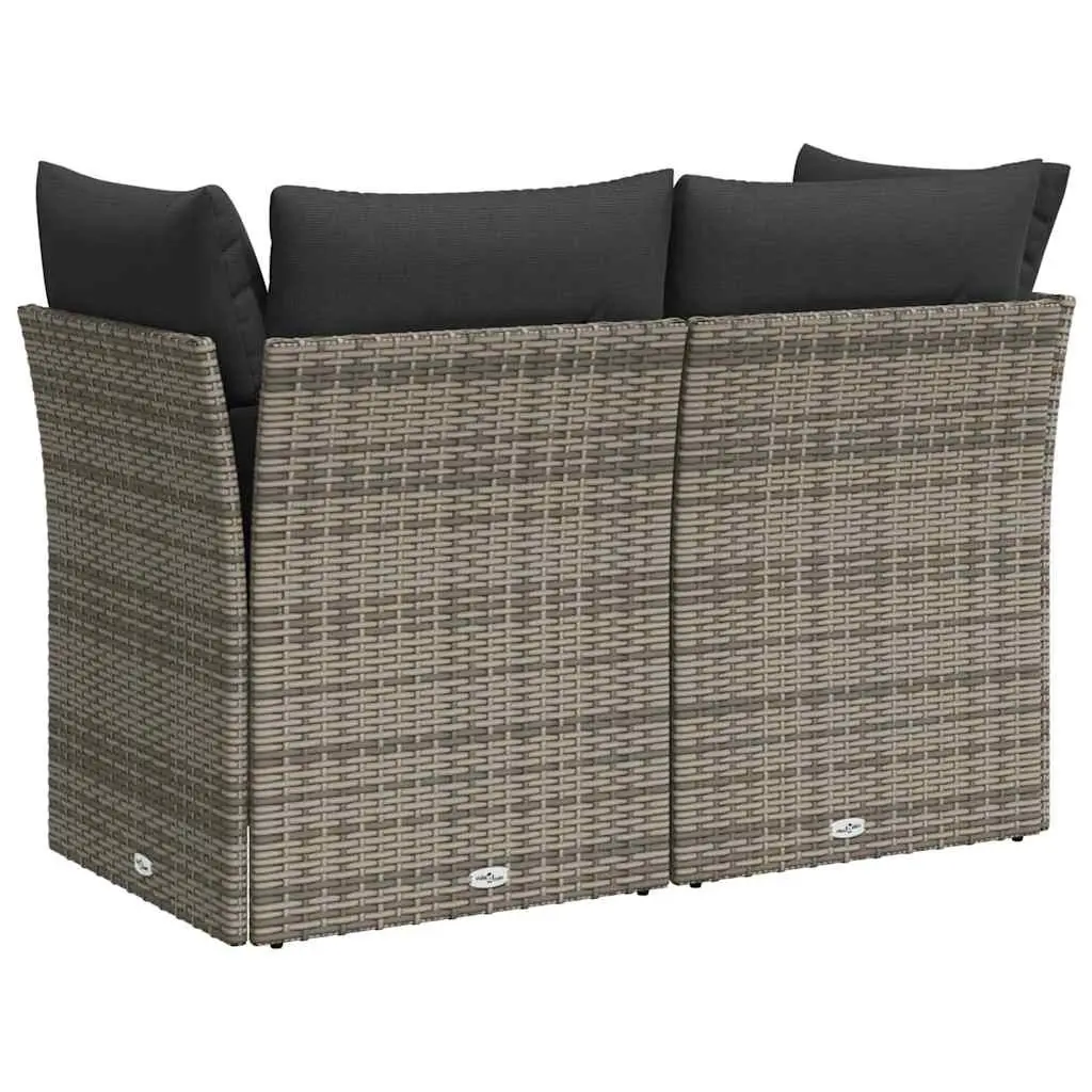 Outdoor Sofa PE Rattan 2-Seater Grey with Cushions