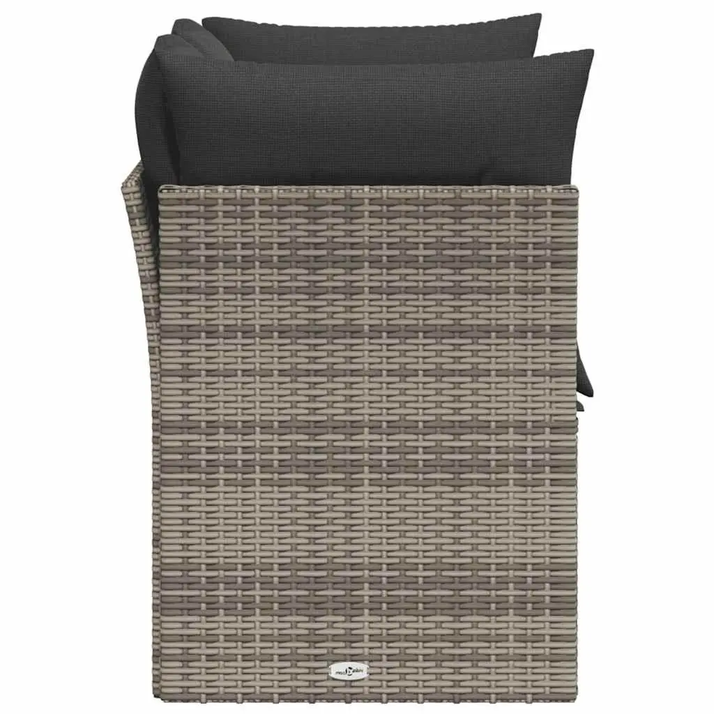 Outdoor Sofa PE Rattan 2-Seater Grey with Cushions