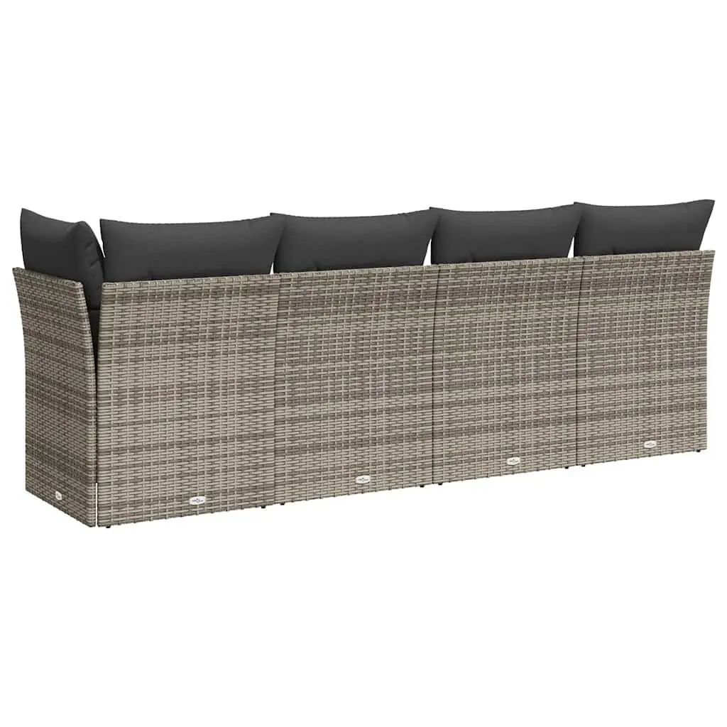 4-Seater Garden Sofa PE Rattan Modular Outdoor Furniture Set with Cushions Grey