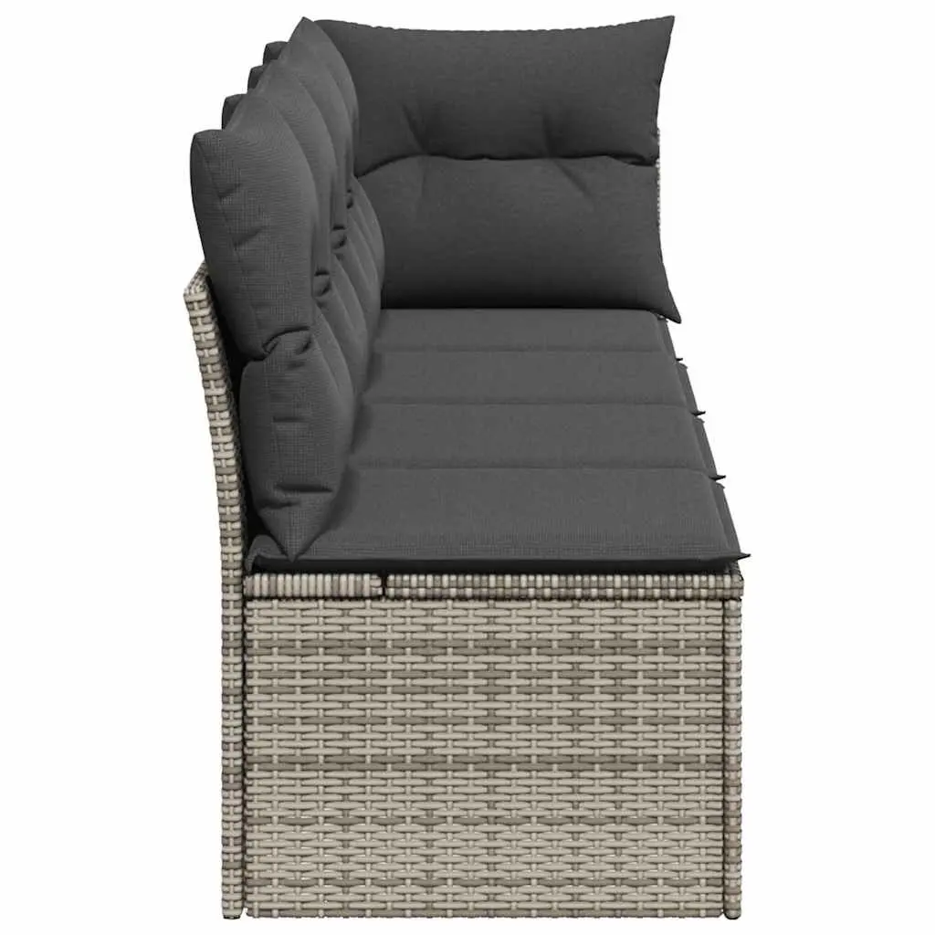 4-Seater Garden Sofa PE Rattan Modular Outdoor Furniture Set with Cushions Grey