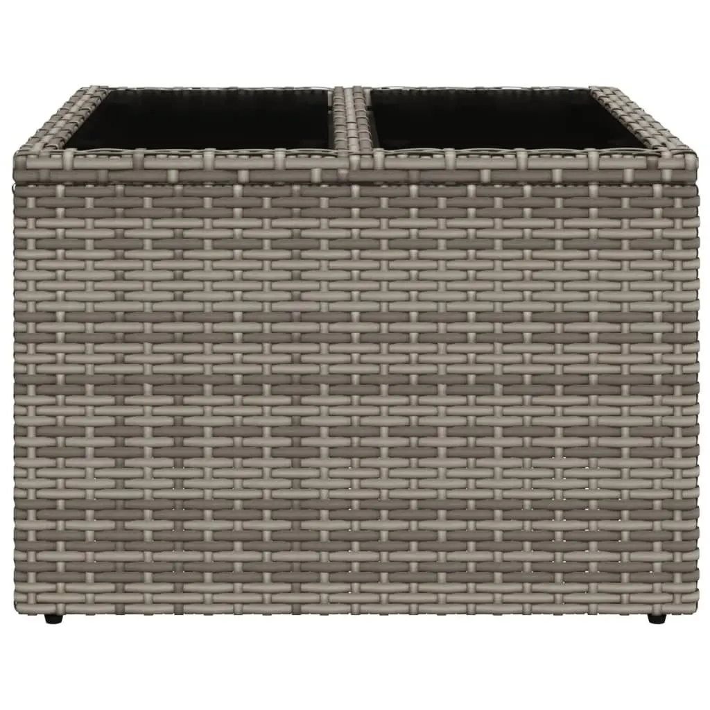Garden Table Outdoor Furniture Grey Poly Rattan Glass Top Patio Dining