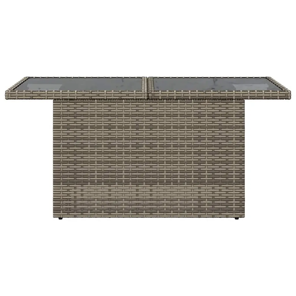 Outdoor Furniture Garden Table Grey Poly Rattan Glass Top Adjustable Height Coffee Dining 100x55x73cm