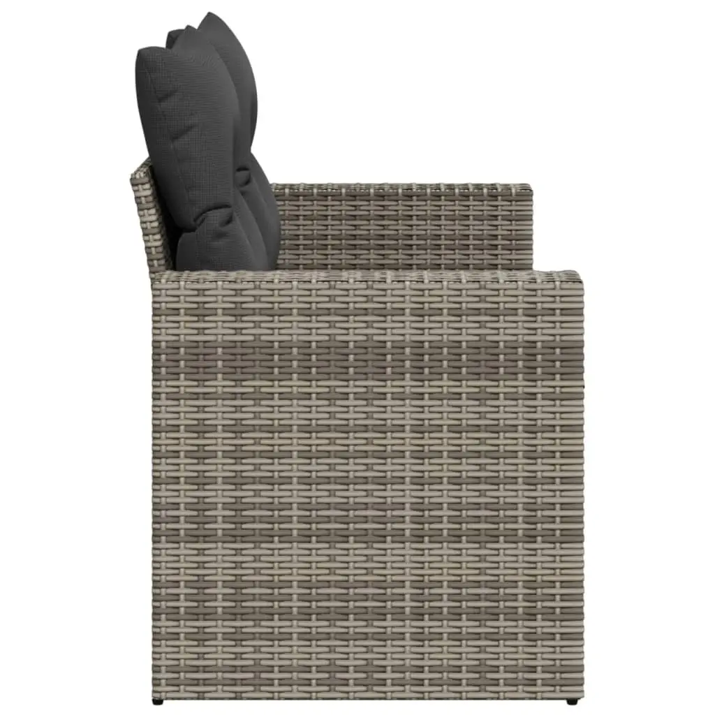 2-Seater Garden Sofa PE Rattan Grey with Cushions