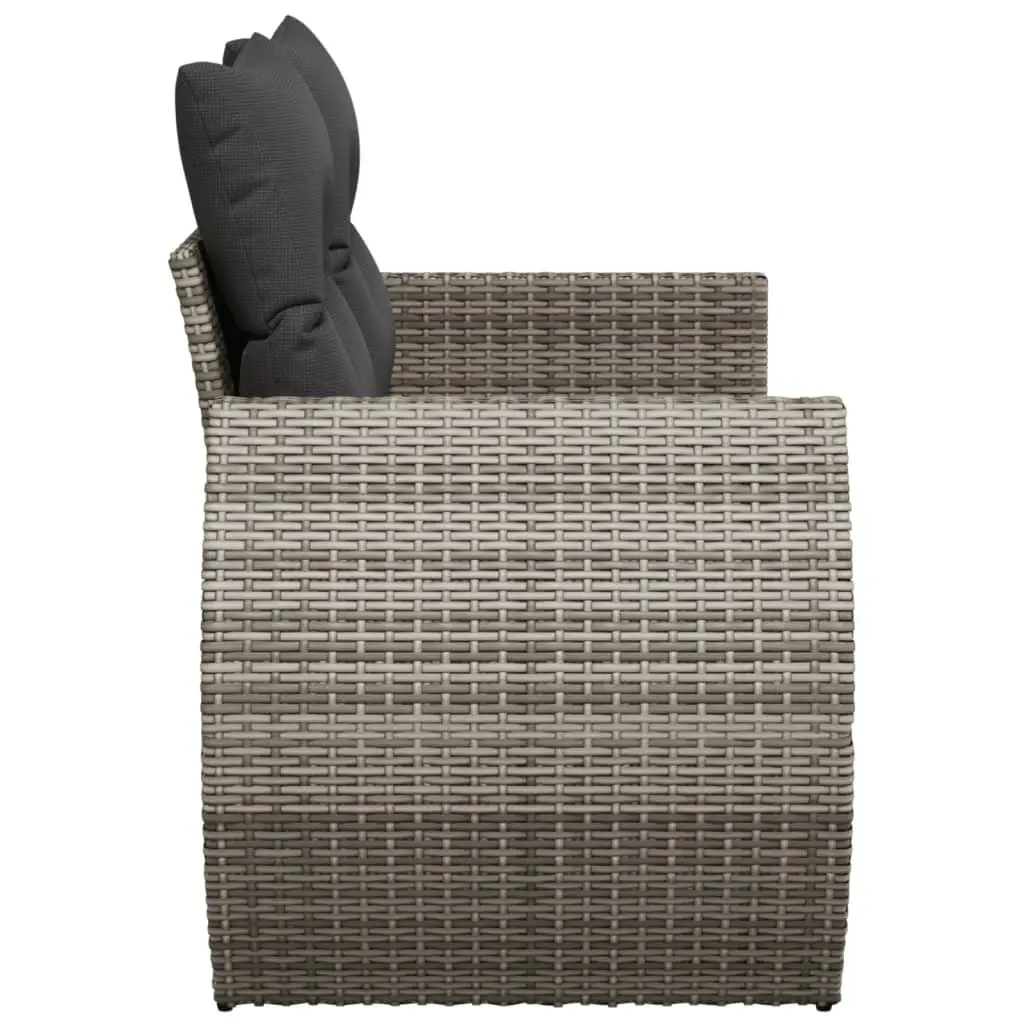 2-Seater Garden Sofa with Cushions Grey Outdoor Patio Furniture Rattan Style