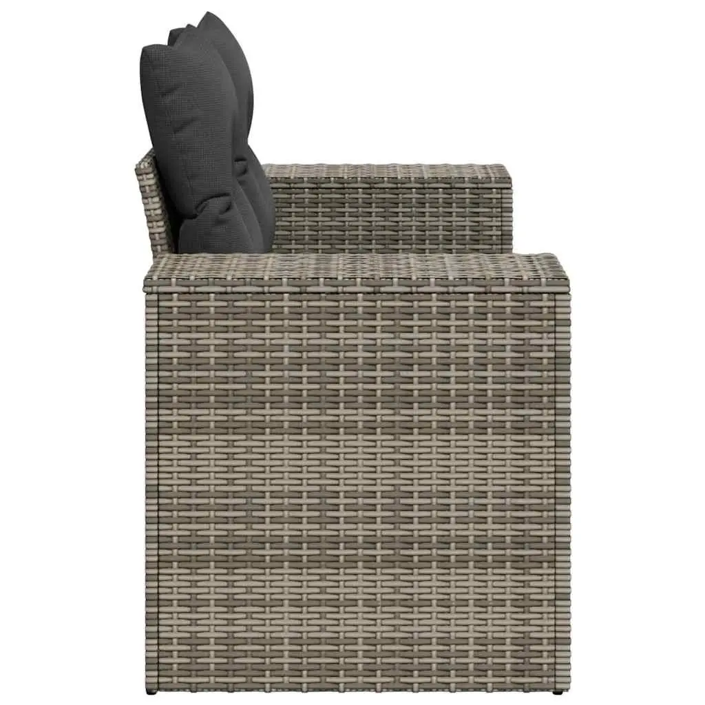 2-Seater Garden Sofa PE Rattan Grey Outdoor Furniture with Cushions