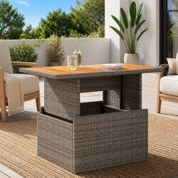 Practical Grey Garden Table for Outdoor Dining and Coffee