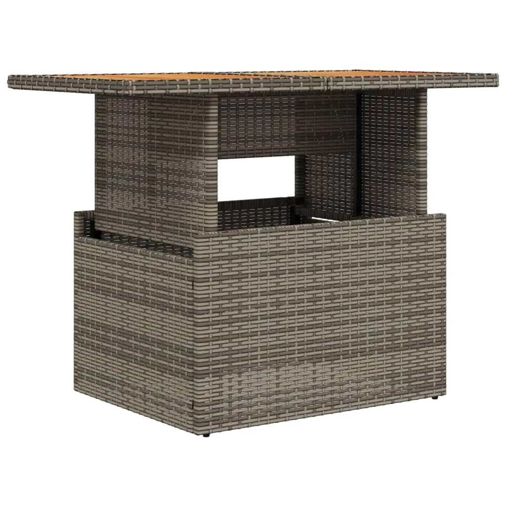 Garden Table Acacia Wood PE Rattan Powder-Coated Steel 100x55x73cm Grey