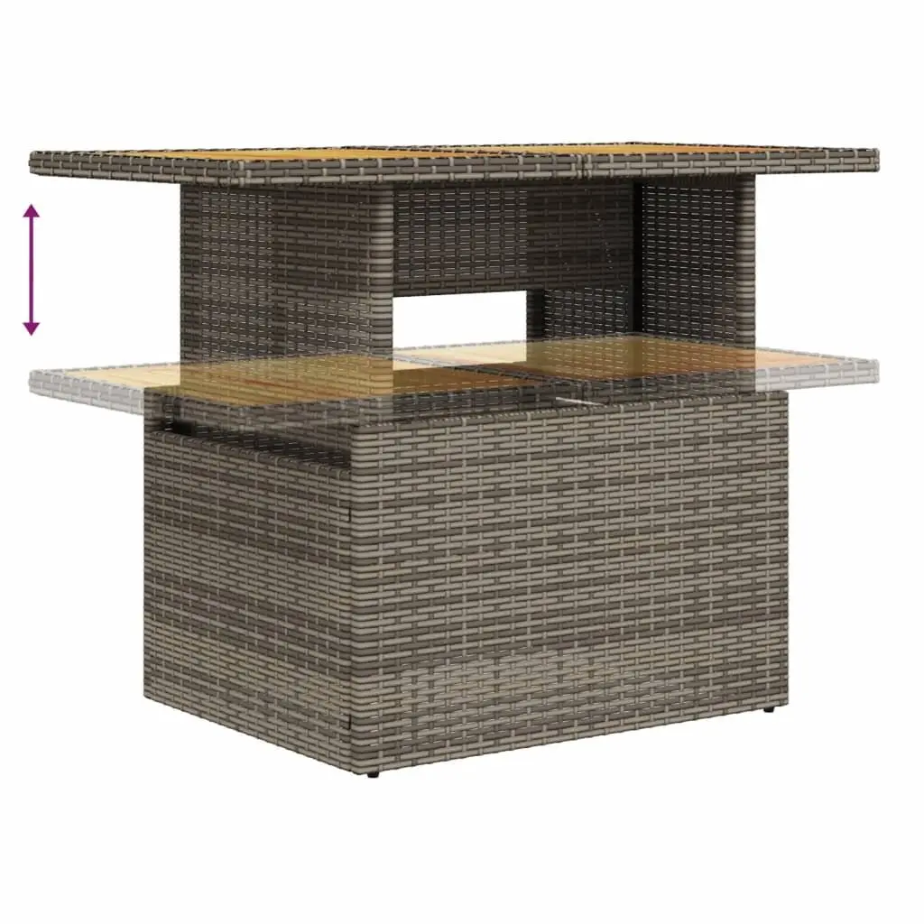 Garden Table Acacia Wood PE Rattan Powder-Coated Steel 100x55x73cm Grey