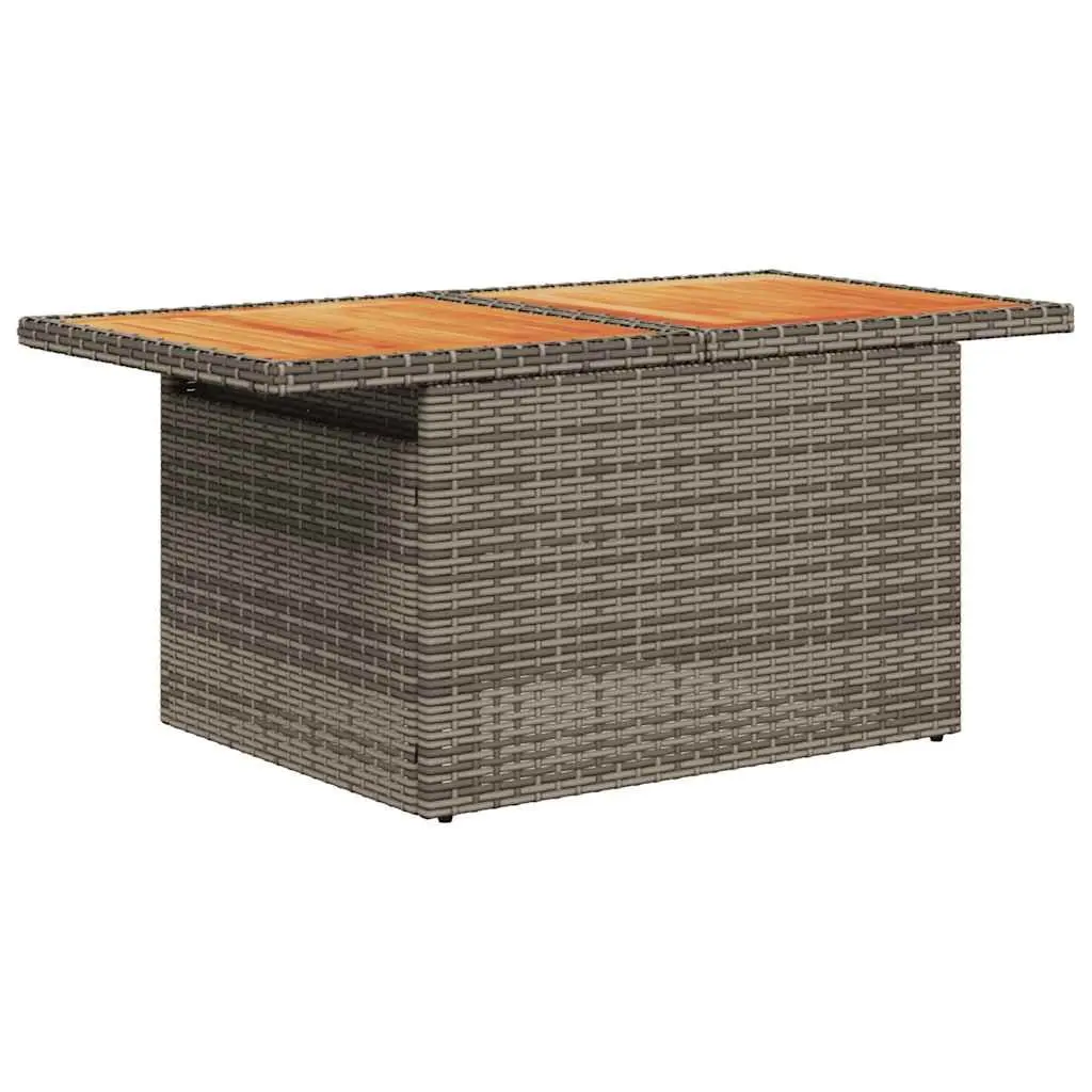 Garden Table Acacia Wood PE Rattan Powder-Coated Steel 100x55x73cm Grey