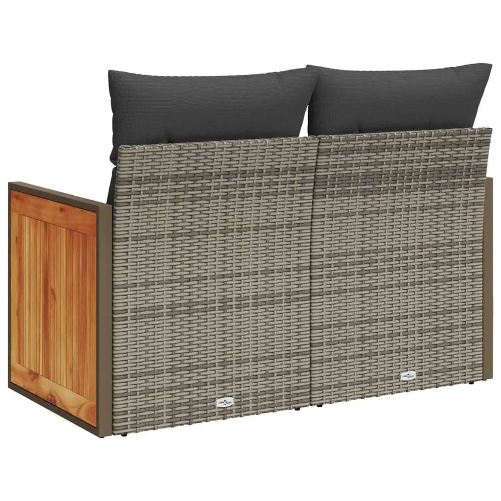 2-Seater Garden Sofa PE Rattan Grey with Cushions