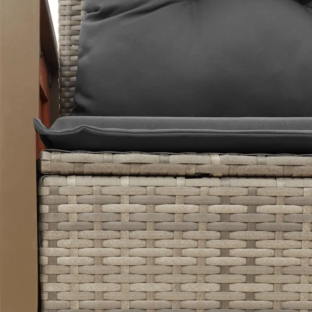 2-Seater Garden Sofa PE Rattan Grey with Cushions