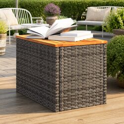 Garden Side Tables Set of 2 Grey Outdoor Patio Furniture Rattan Tabletop