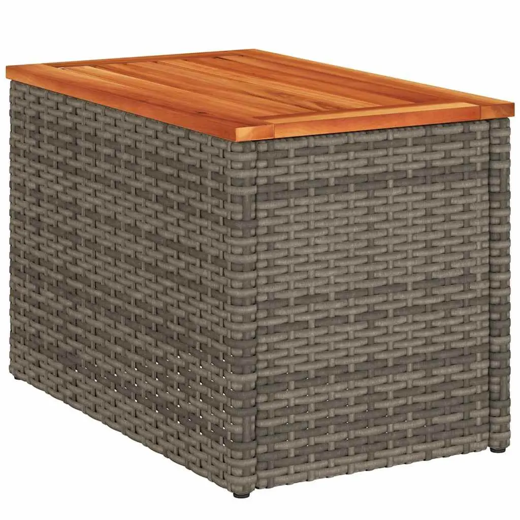 Garden Side Tables Set of 2 Grey Outdoor Patio Furniture Rattan Tabletop