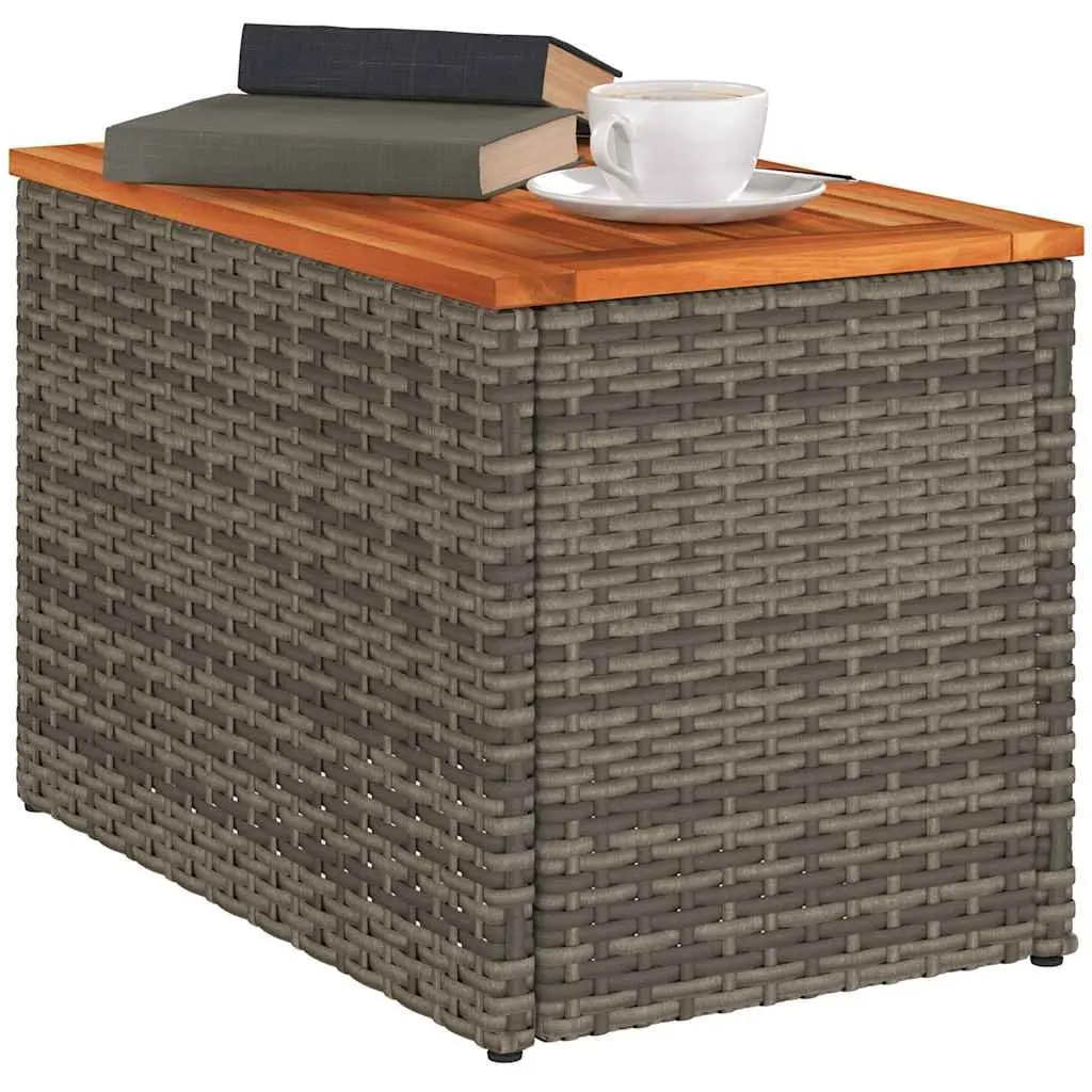 Garden Side Tables Set of 2 Grey Outdoor Patio Furniture Rattan Tabletop