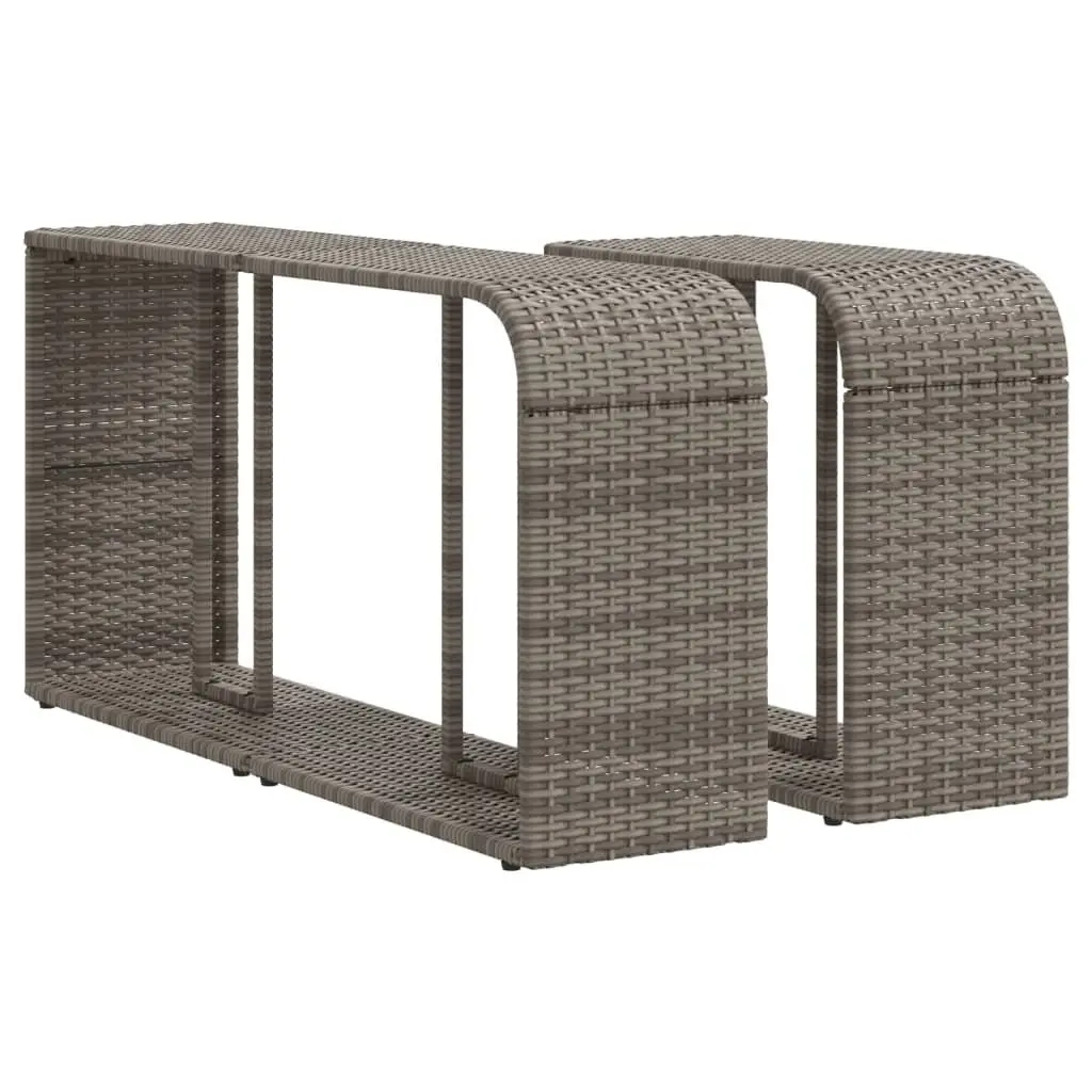 Storage Shelves Grey Poly Rattan 2 Pieces Outdoor Garden Furniture