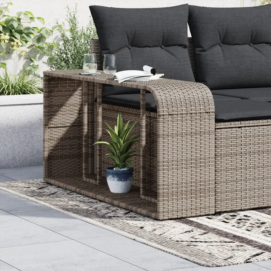 Storage Shelves Grey Poly Rattan 2 Pieces Outdoor Garden Furniture