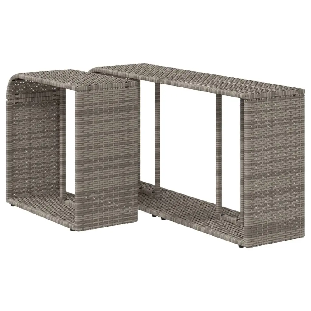 Storage Shelves Grey Poly Rattan 2 Pieces Outdoor Garden Furniture