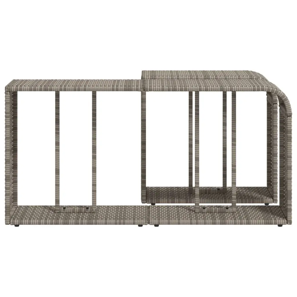 Storage Shelves Grey Poly Rattan 2 Pieces Outdoor Garden Furniture