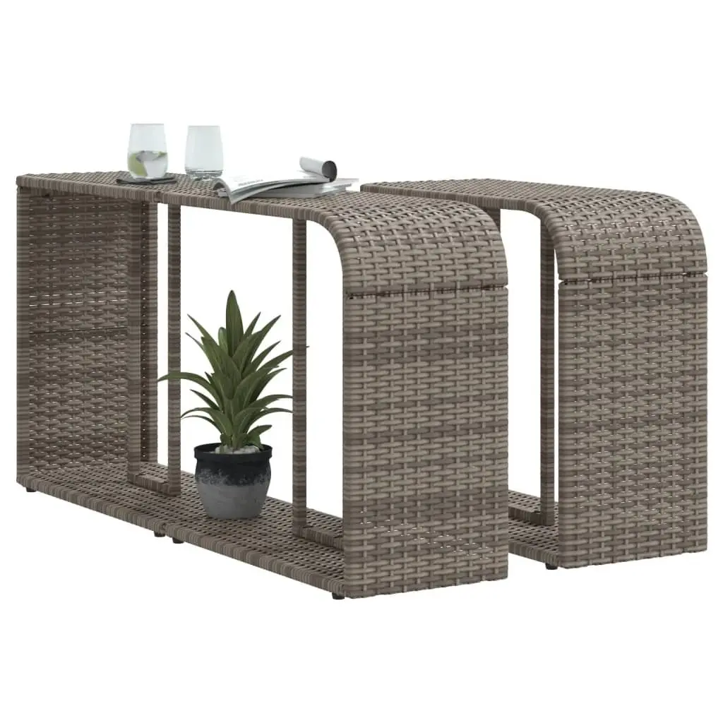 Storage Shelves Grey Poly Rattan 2 Pieces Outdoor Garden Furniture