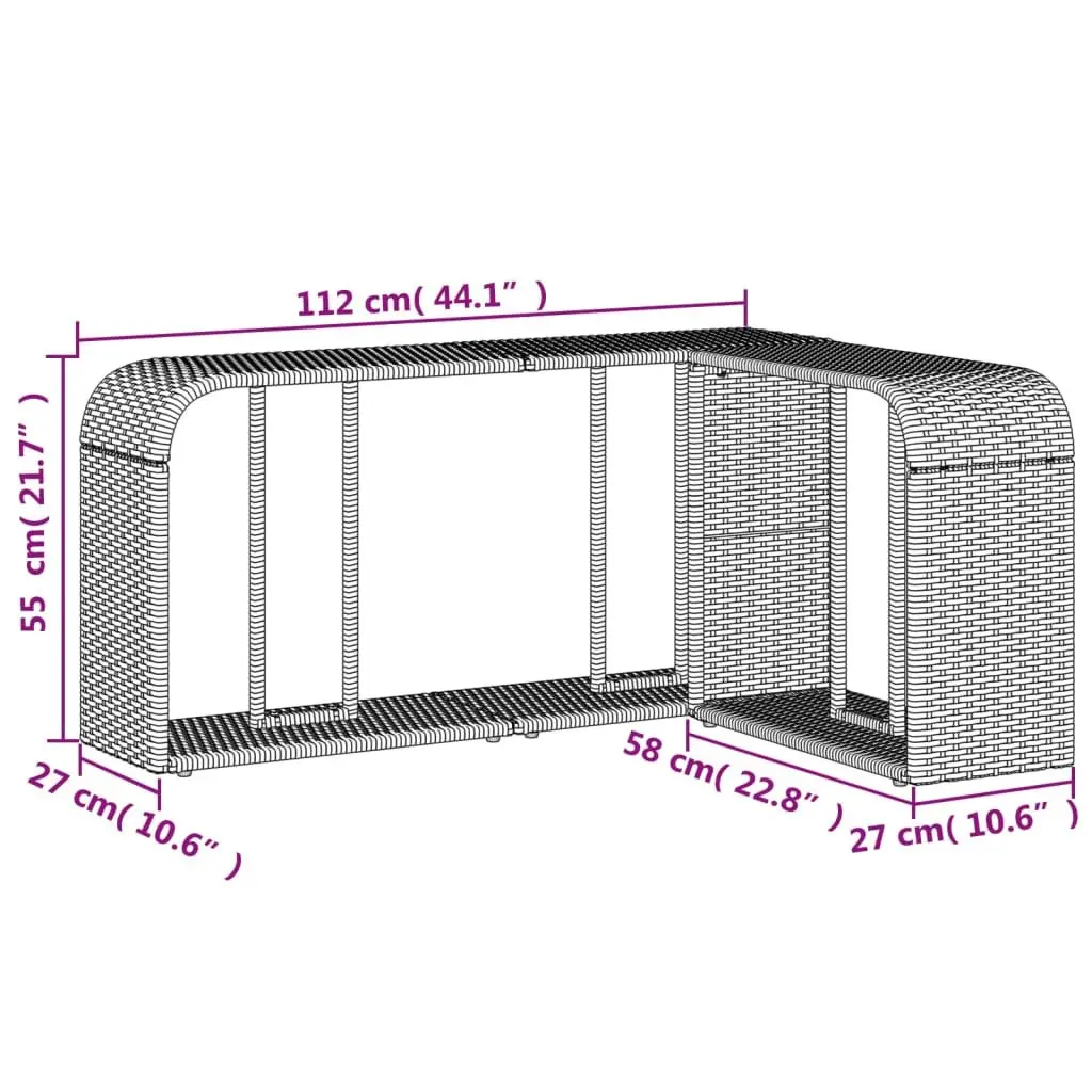 Storage Shelves Grey Poly Rattan 2 Pieces Outdoor Garden Furniture