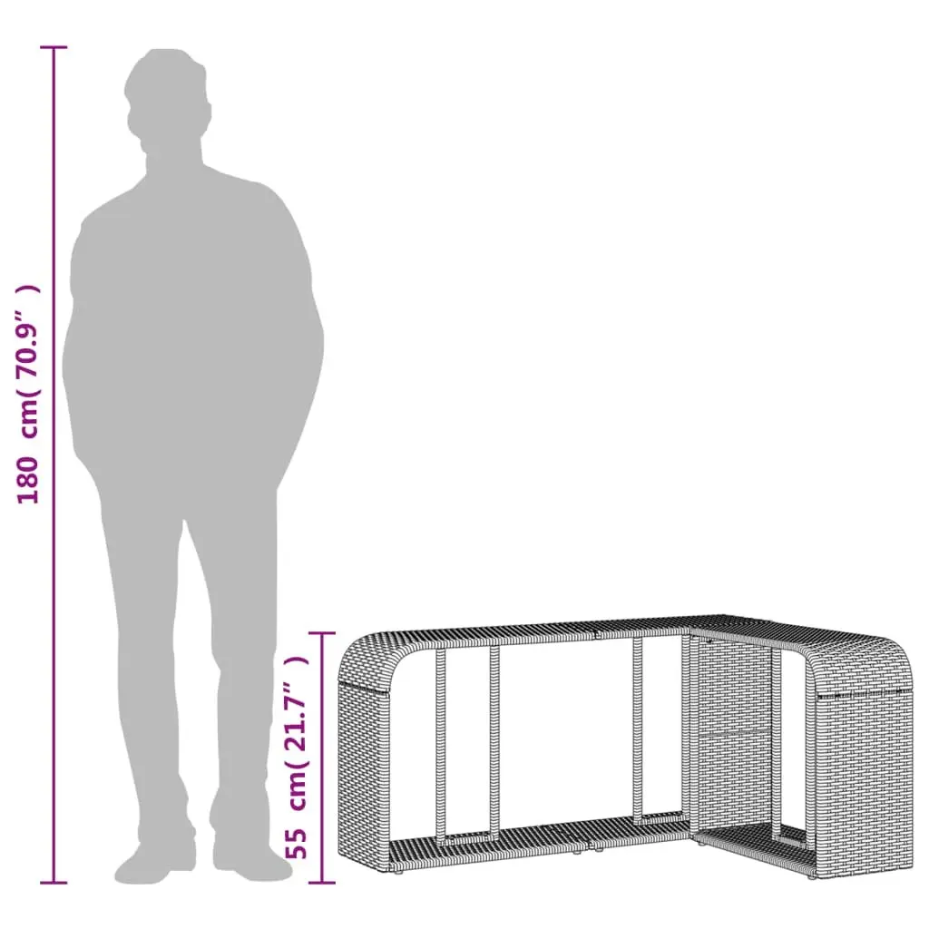 Storage Shelves Grey Poly Rattan 2 Pieces Outdoor Garden Furniture