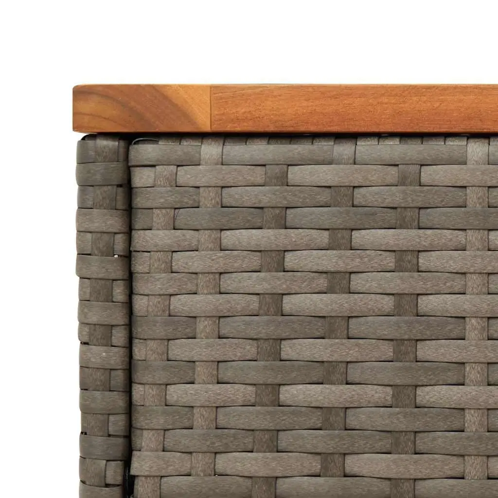 Garden Side Table Outdoor Patio Furniture Grey Poly Rattan Wooden Top