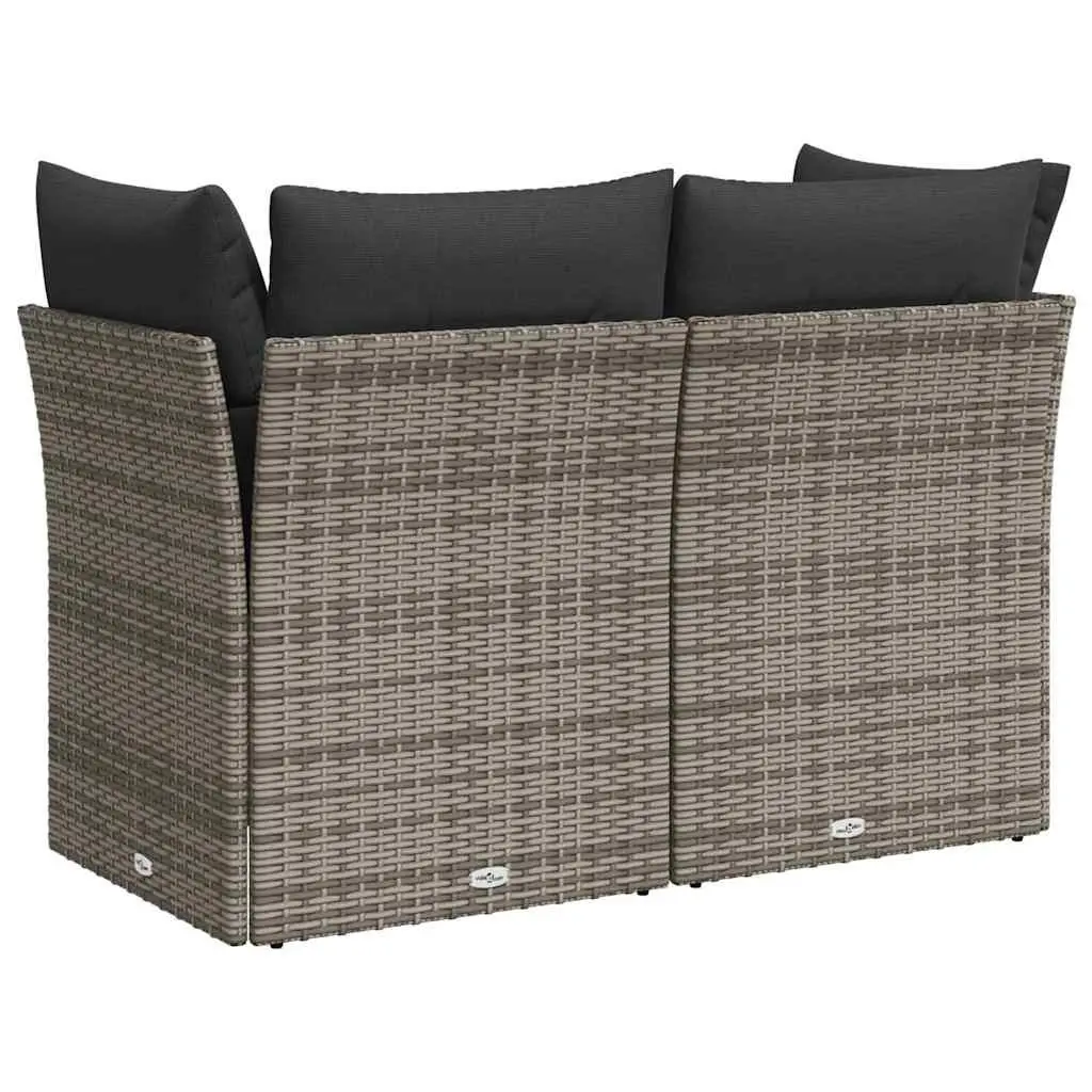 2-Seater Garden Sofa Poly Rattan Grey Outdoor with Cushions and Storage