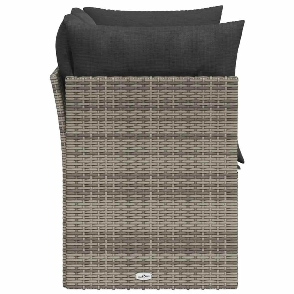 2-Seater Garden Sofa Poly Rattan Grey Outdoor with Cushions and Storage
