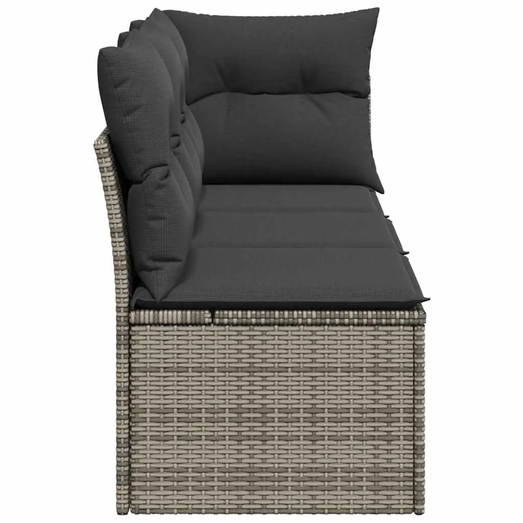 3-Seater Garden Sofa Poly Rattan Grey with Cushions and Storage