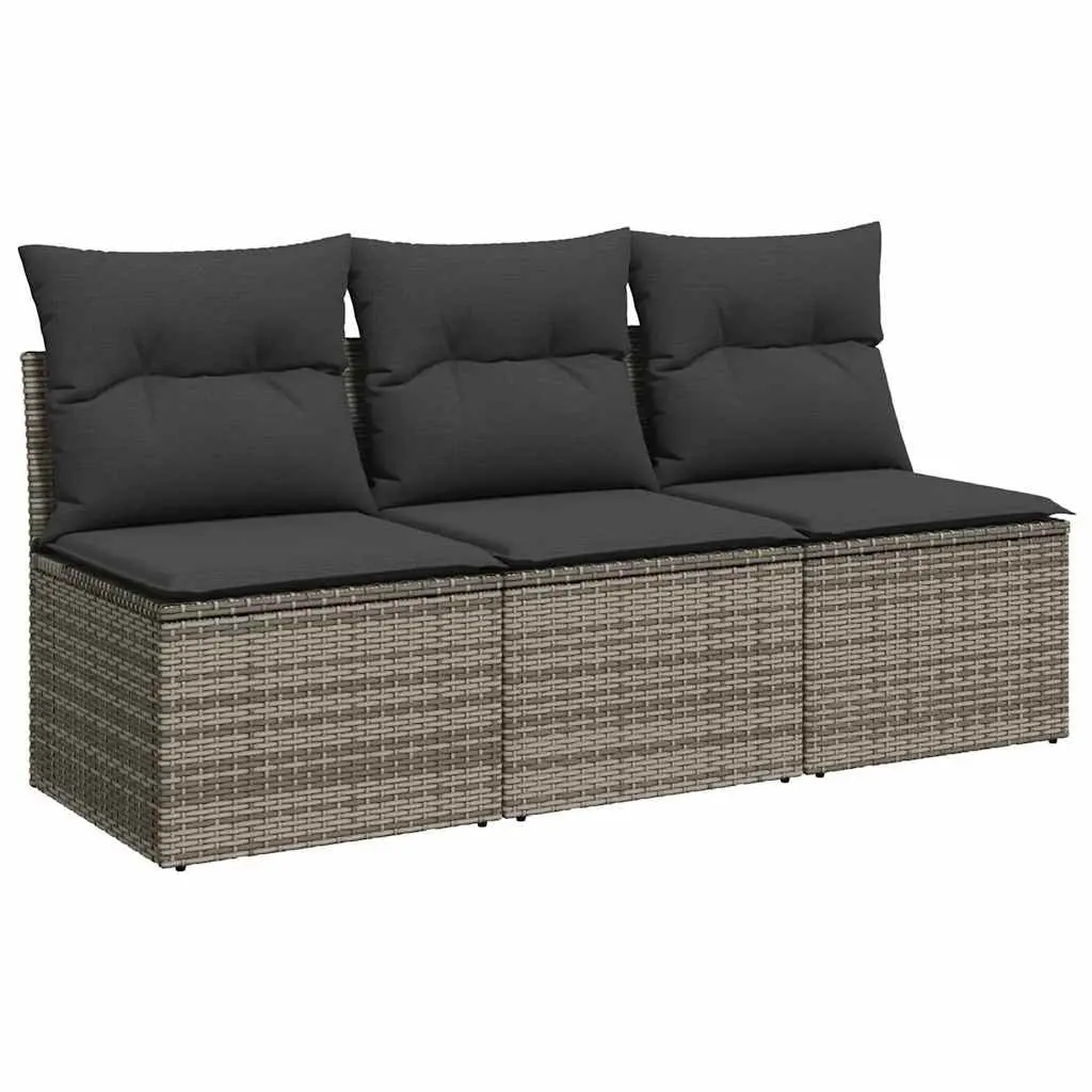 3-Seater Garden Sofa with Storage Cushions Outdoor Patio Furniture Grey