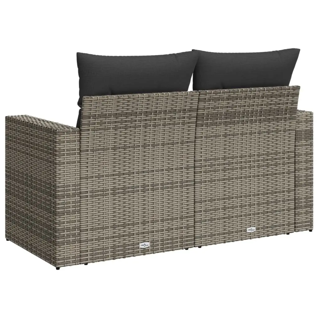 Outdoor Garden Sofa PE Rattan 2-Seater Grey with Storage Cushions
