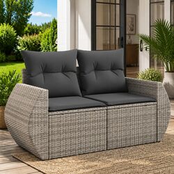 2-Seater Grey Garden Sofa with Storage