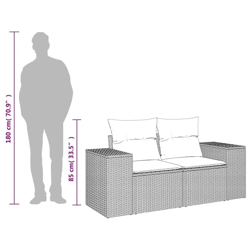 2-Seater Garden Sofa with Cushions Storage Grey Outdoor Patio Rattan Furniture