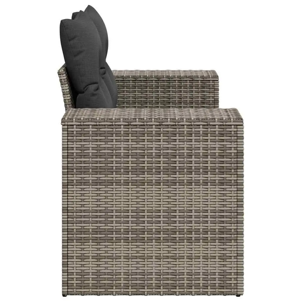 2-Seater Garden Sofa with Cushions Storage Grey Outdoor Patio Rattan Furniture