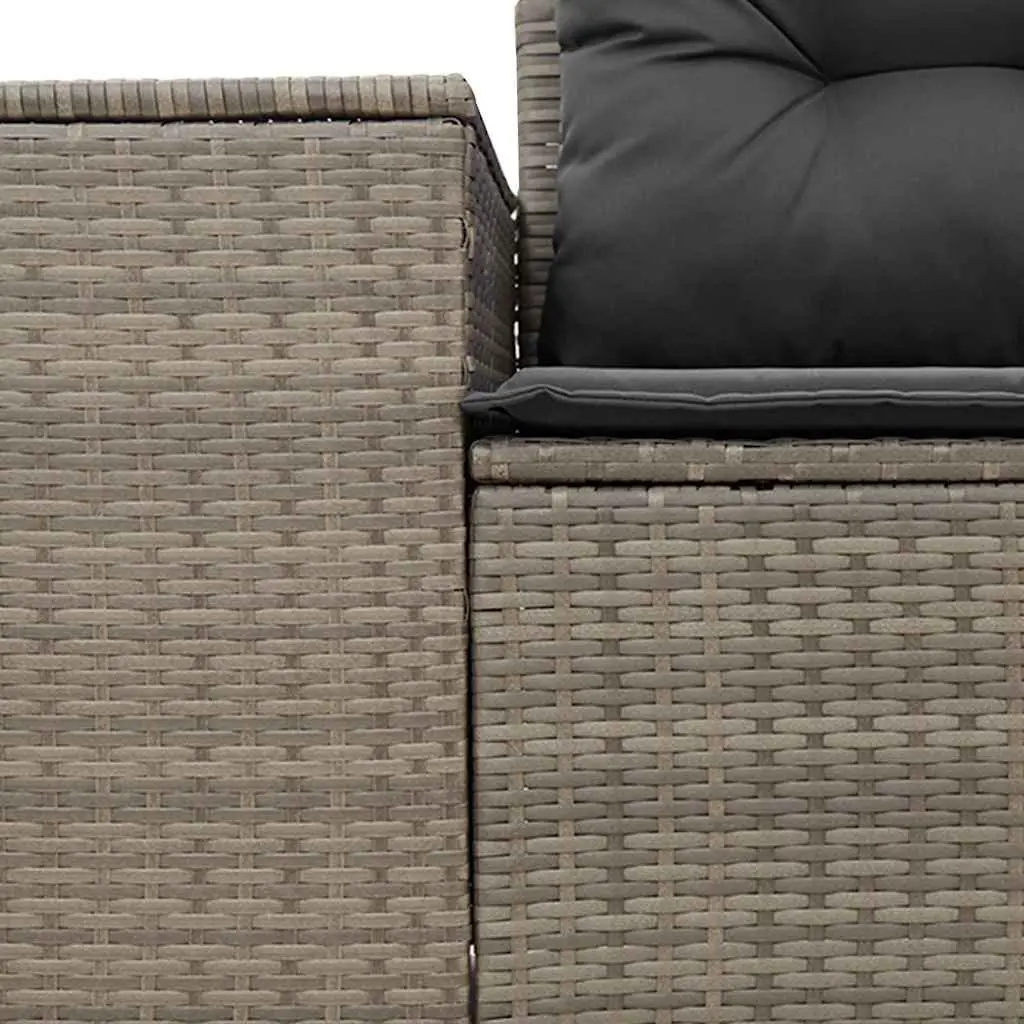 2-Seater Garden Sofa with Cushions Storage Grey Outdoor Patio Rattan Furniture
