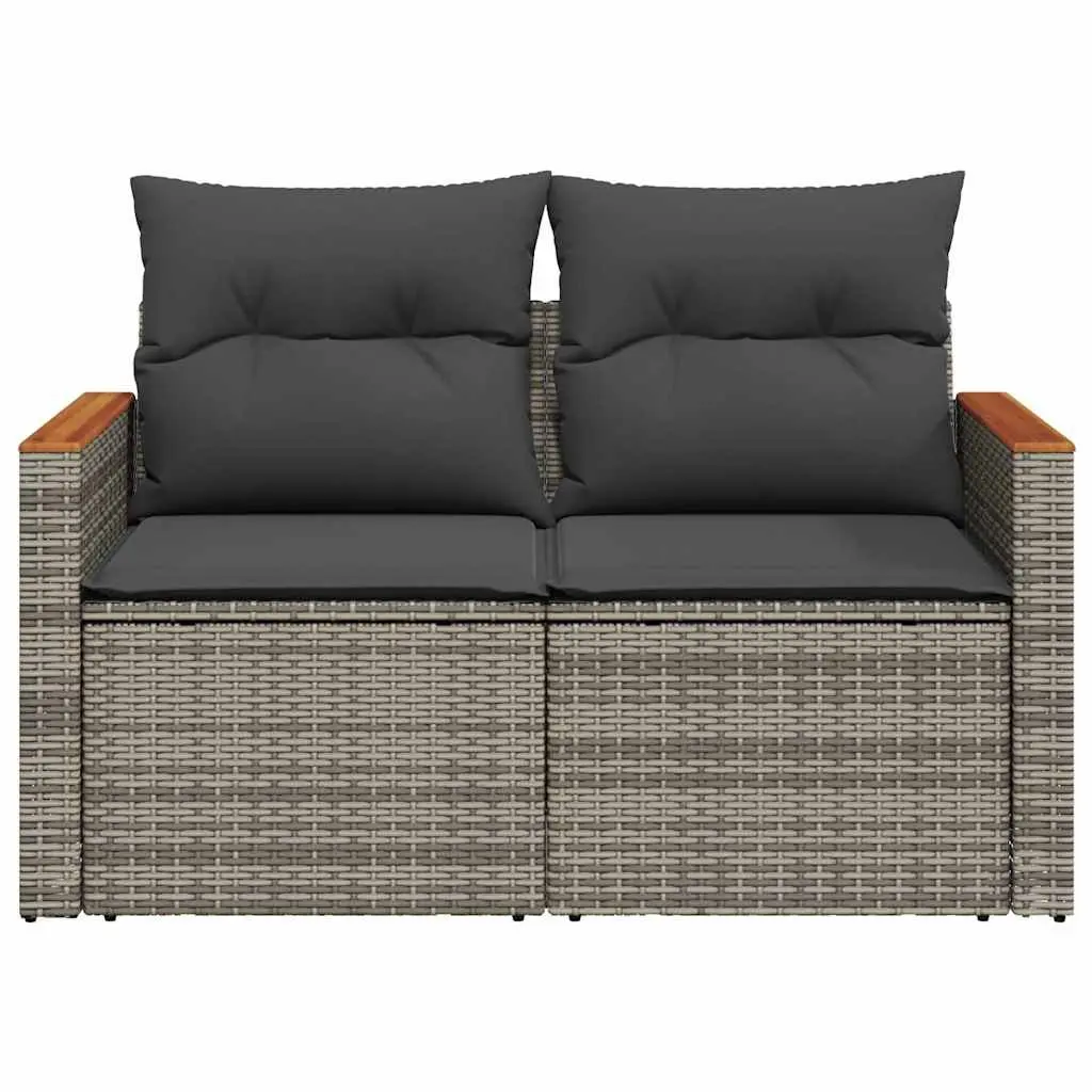 2-Seater Garden Sofa Poly Rattan Grey with Storage Cushions