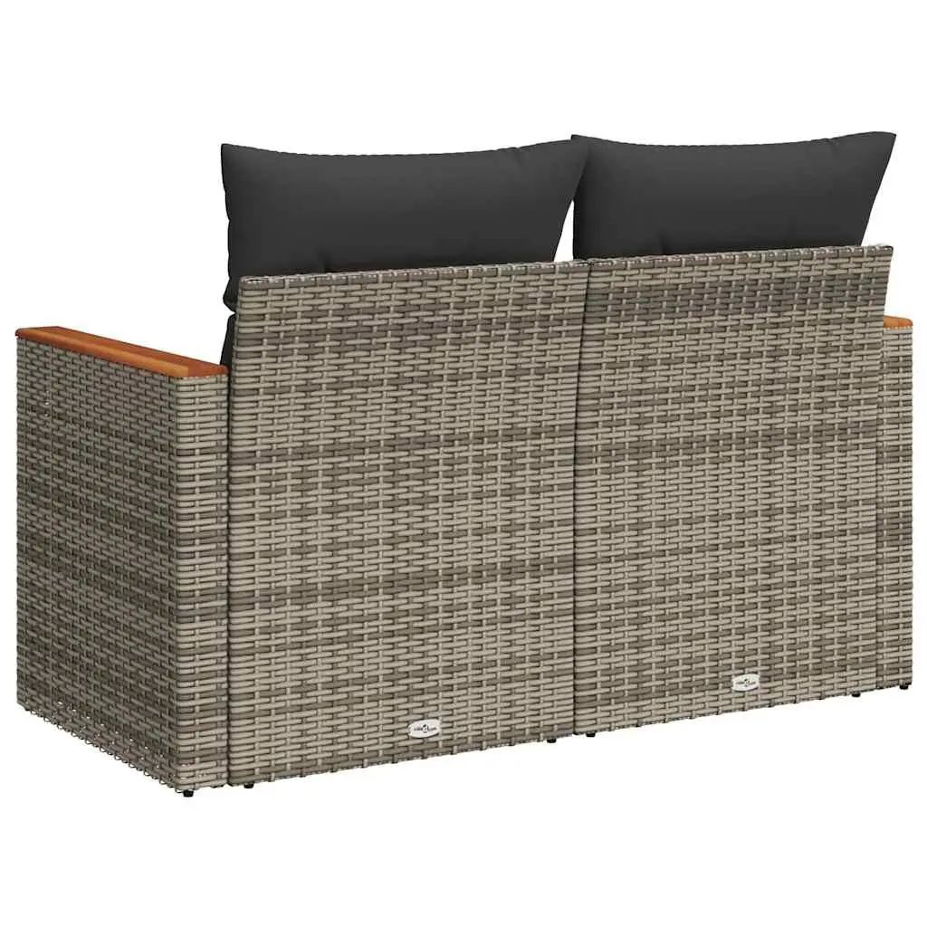 2-Seater Garden Sofa Poly Rattan Grey with Storage Cushions