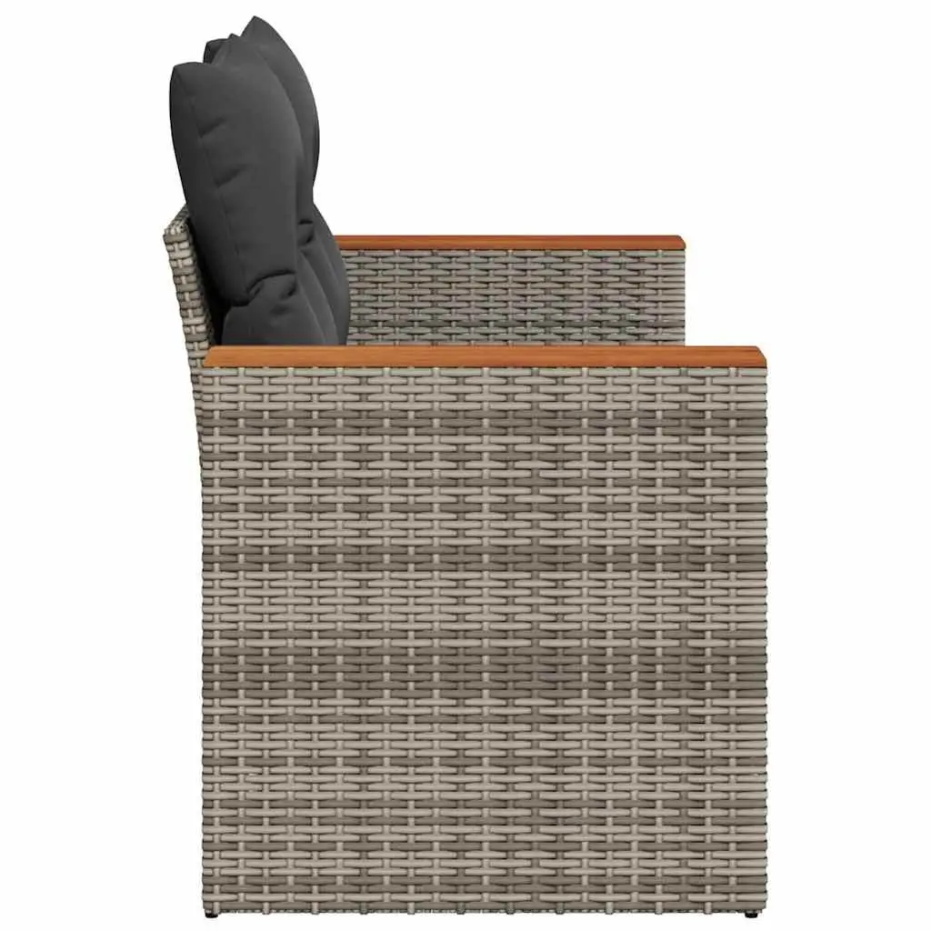 2-Seater Garden Sofa Poly Rattan Grey with Storage Cushions