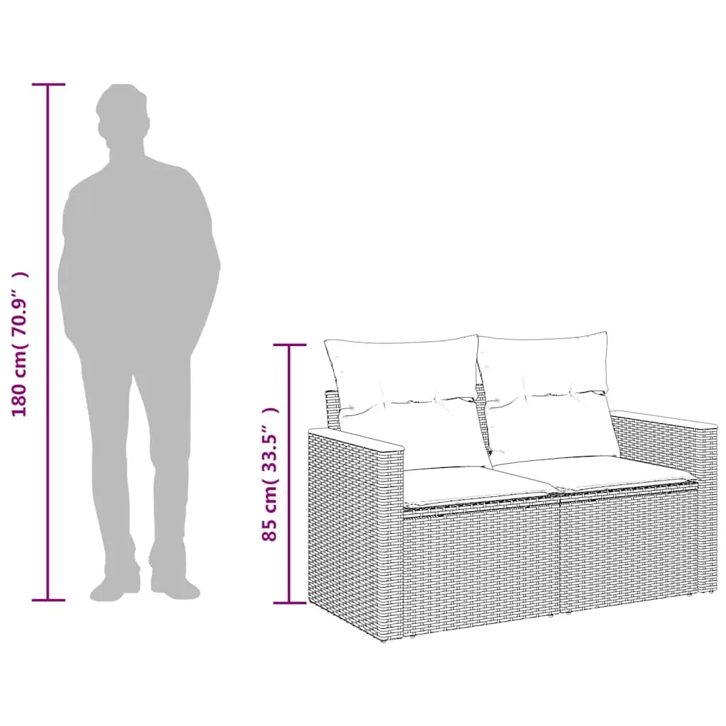 2-Seater Garden Sofa Poly Rattan Grey with Storage Cushions