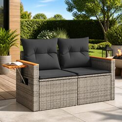 Practical Grey 2-Seater Garden Sofa with Storage