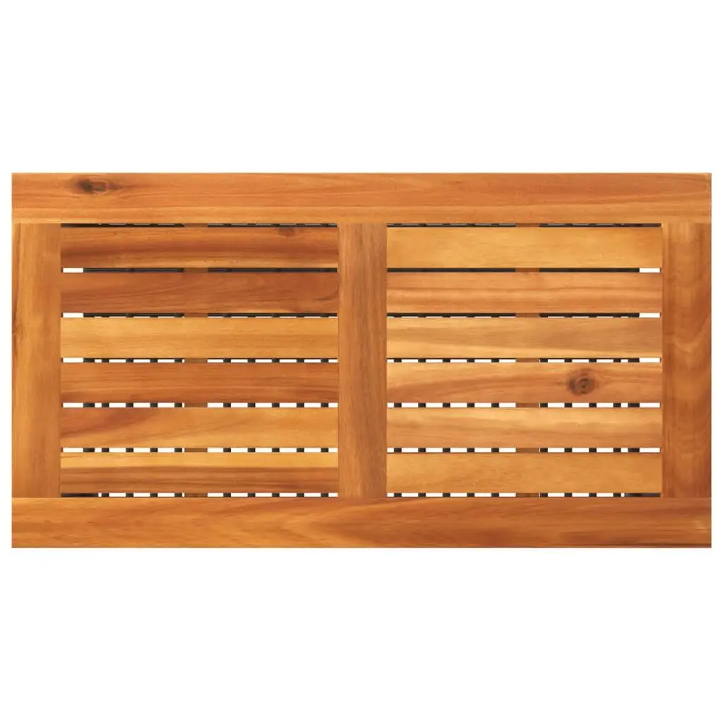 Outdoor Garden Table Poly Rattan Acacia Wood Top Black 70cm Width 38cm Depth 42cm Height
