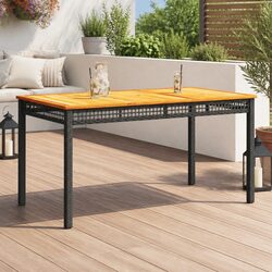 Practical Black Garden Table 140x80x75cm for Outdoors