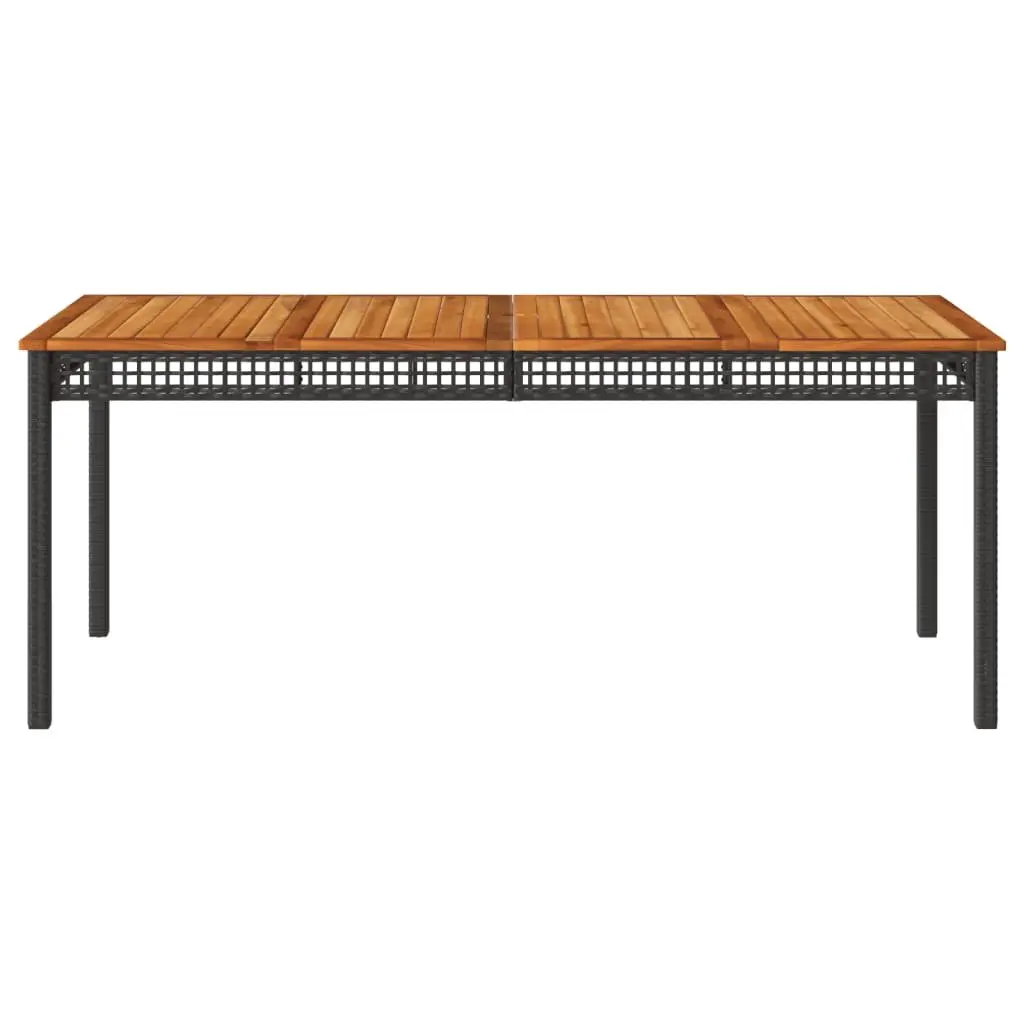 Garden Table Poly Rattan Acacia Wood 180 x 90 x 75 cm Black Outdoor Furniture