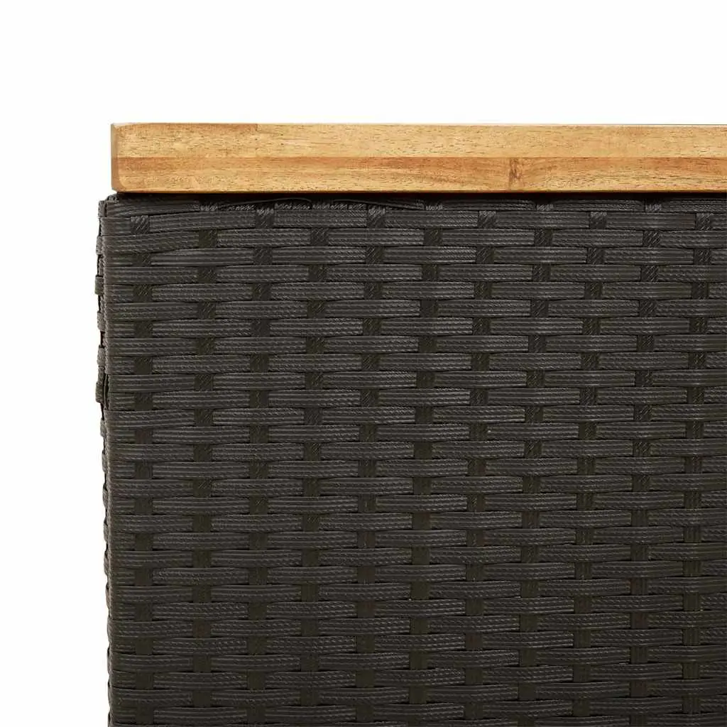 Garden Storage Box PE Rattan Acacia Wood Top 80x40x48cm Black