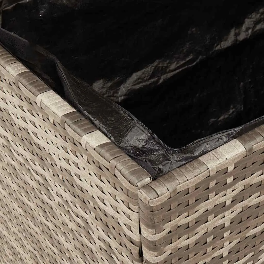 Garden Storage Box PE Rattan Acacia Wood Top 80x40x48cm Black