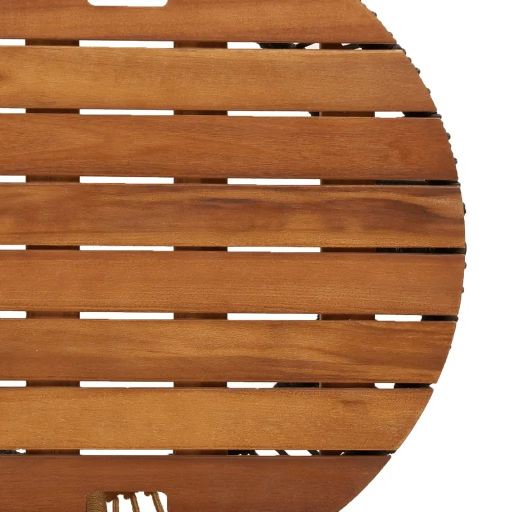 Garden Side Tables Set of 2 Poly Rattan Acacia Wood Top Beige