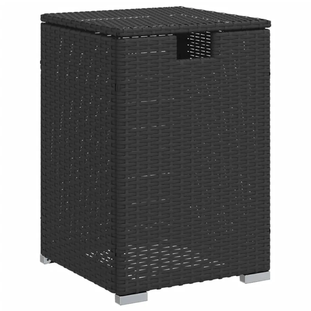 Outdoor Side Table Poly Rattan Black 40x40x60cm Propane Tank Cover Weather Resistant
