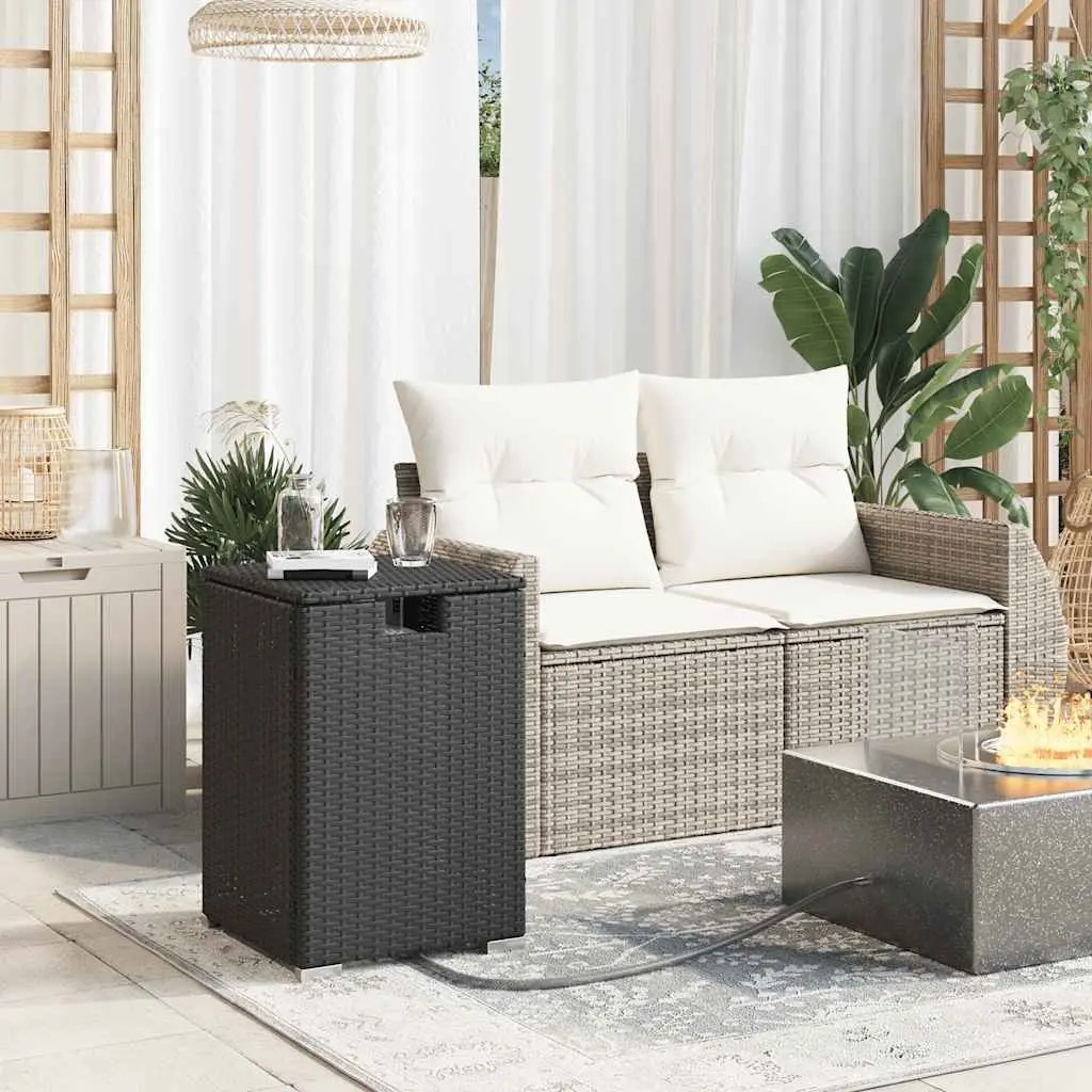 Outdoor Side Table Poly Rattan Black 40x40x60cm Propane Tank Cover Weather Resistant