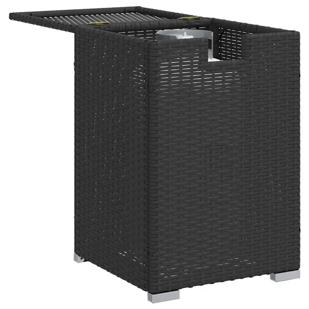 Outdoor Side Table Poly Rattan Black 40x40x60cm Propane Tank Cover Weather Resistant