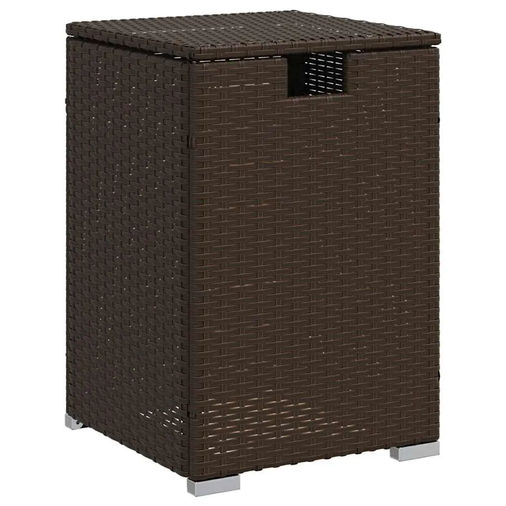 Propane Tank Cover Table Poly Rattan 40x40x60cm Brown Outdoor Storage Side